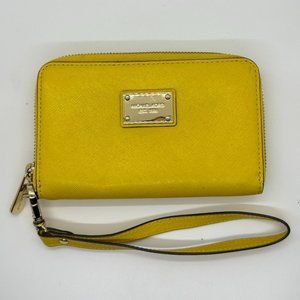 Michael Kors yellow wristlet wallet